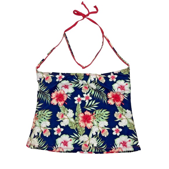 Bobbie Brooks Floral Halter Swim Top V Neck Tie In Back XL Beach Vacation Summer - Picture 4 of 10